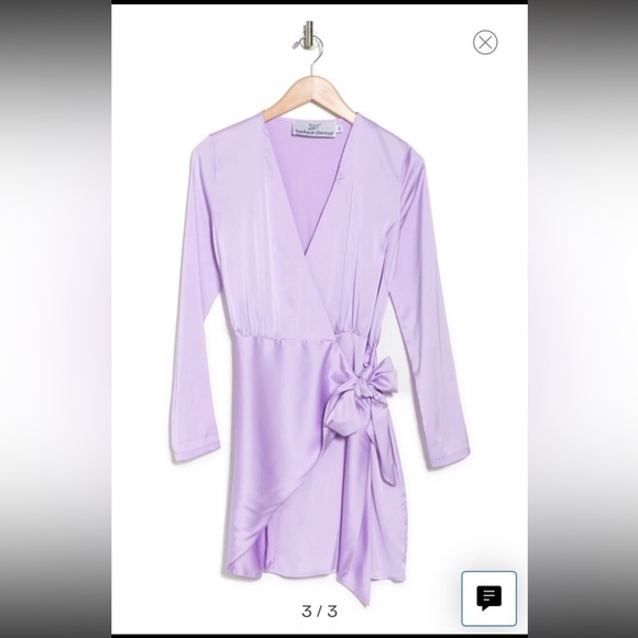 Satin Long Sleeve Minidress - Picture 4 of 4